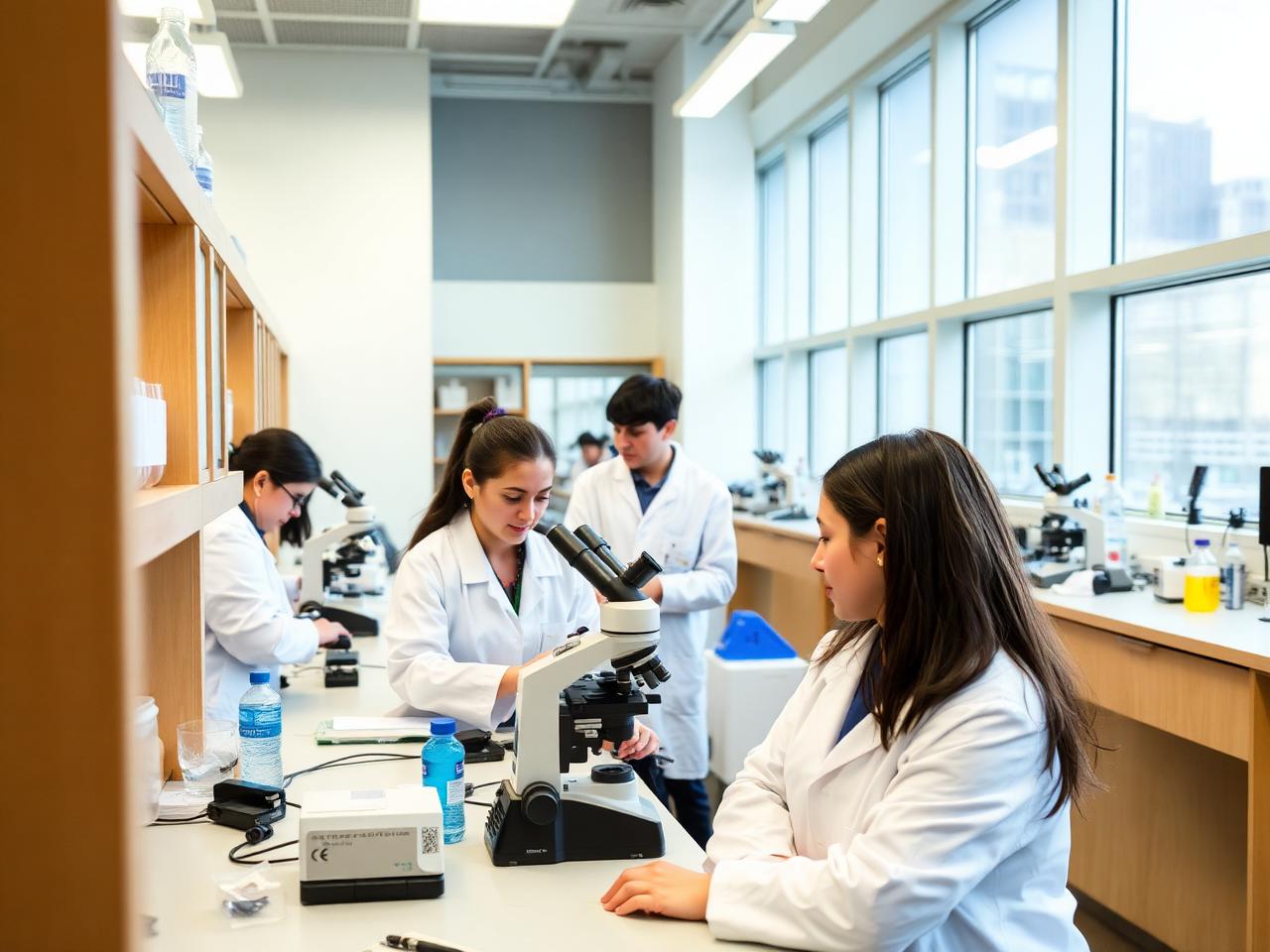 Students working in the science lab